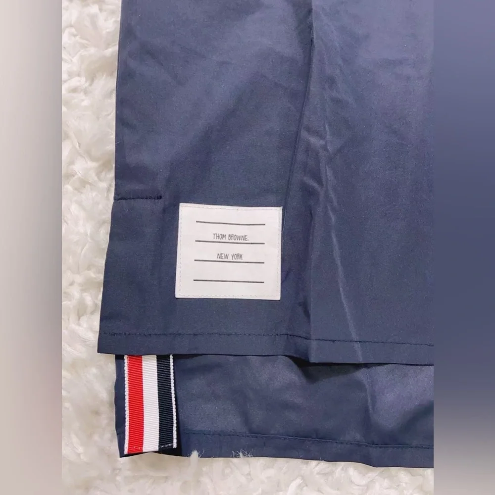 NWT Thom Browne Navy 4-Bar Flyweight Tech Short Sleeve Button Down Shirt - Picture 9 of 13